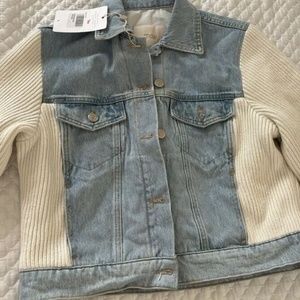 Maje - Women's Blue and White Denim Outerwear